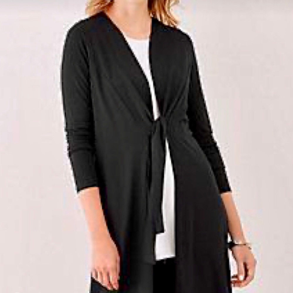 J.Jill Wearever Collection Long Tie Front Cardigan